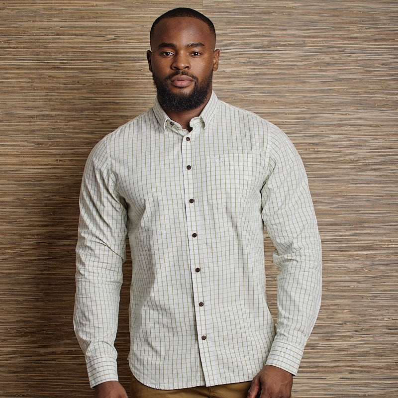 Bishops Court Check Muscle Fit LS Shirt - Pelican
