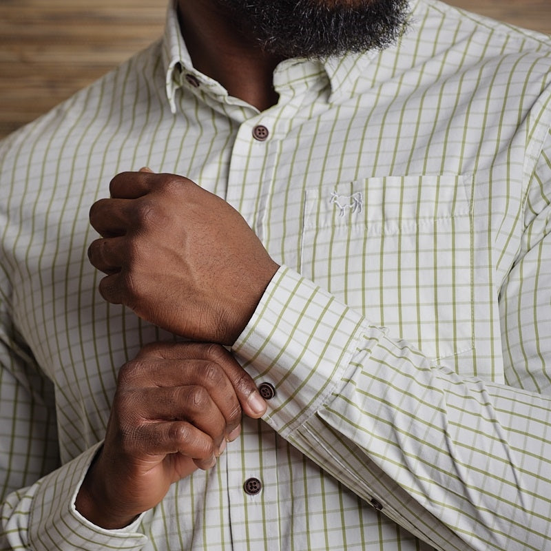 Bishops Court Check Muscle Fit LS Shirt - Pelican