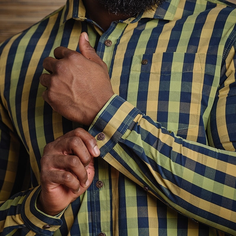 Open Ocean Gingham Slim Fit LS Shirt - Moss