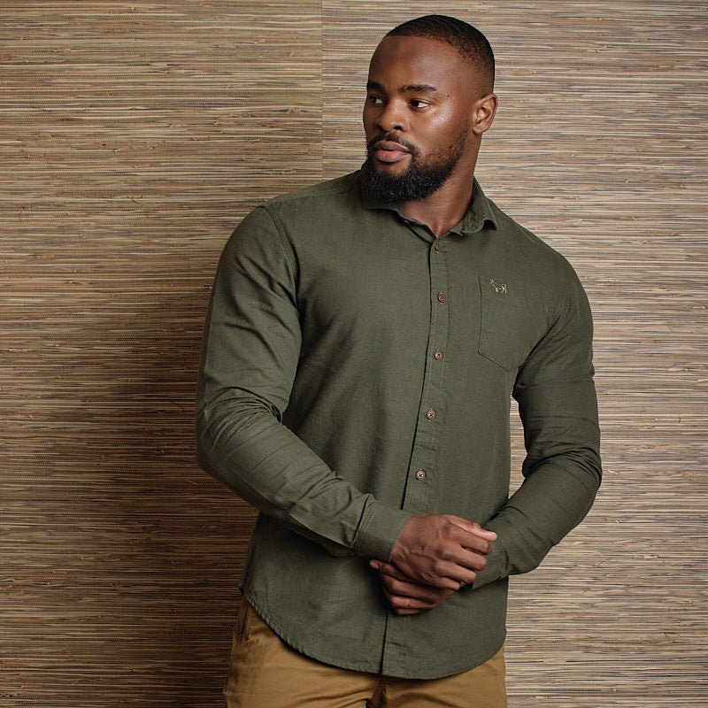 Summertime Hemp Slim LS Shirt - Fatigue
