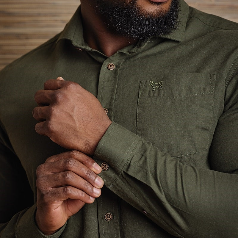 Summertime Hemp Slim LS Shirt - Fatigue