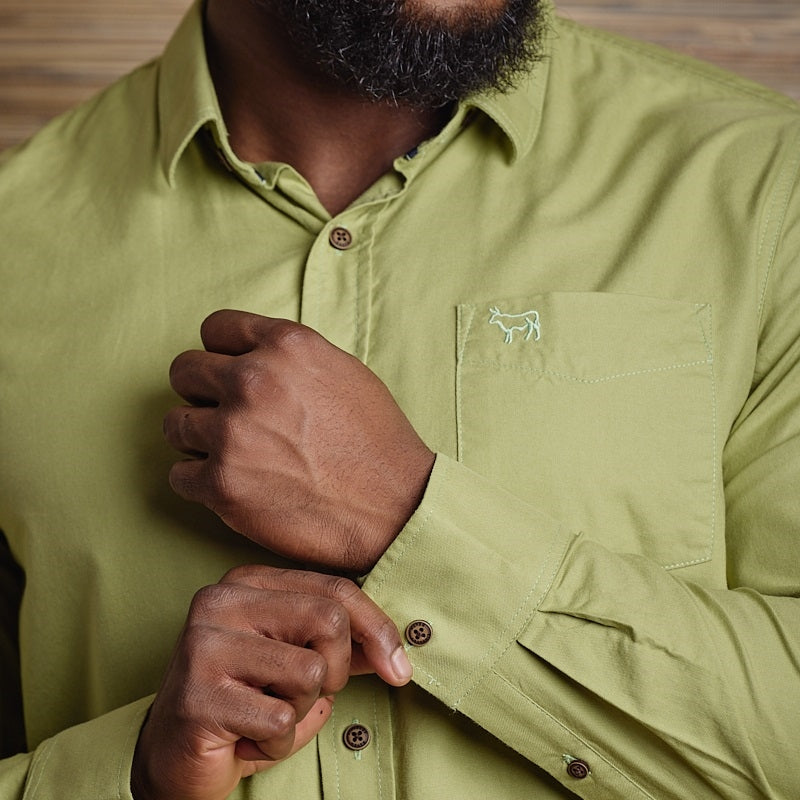 BHAG Oxford Shirt Muscle Fit LS Shirt - Moss