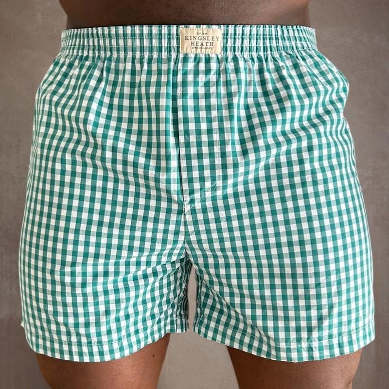 Kingsley Summer Teal Gingham Sleep Short  - Teal