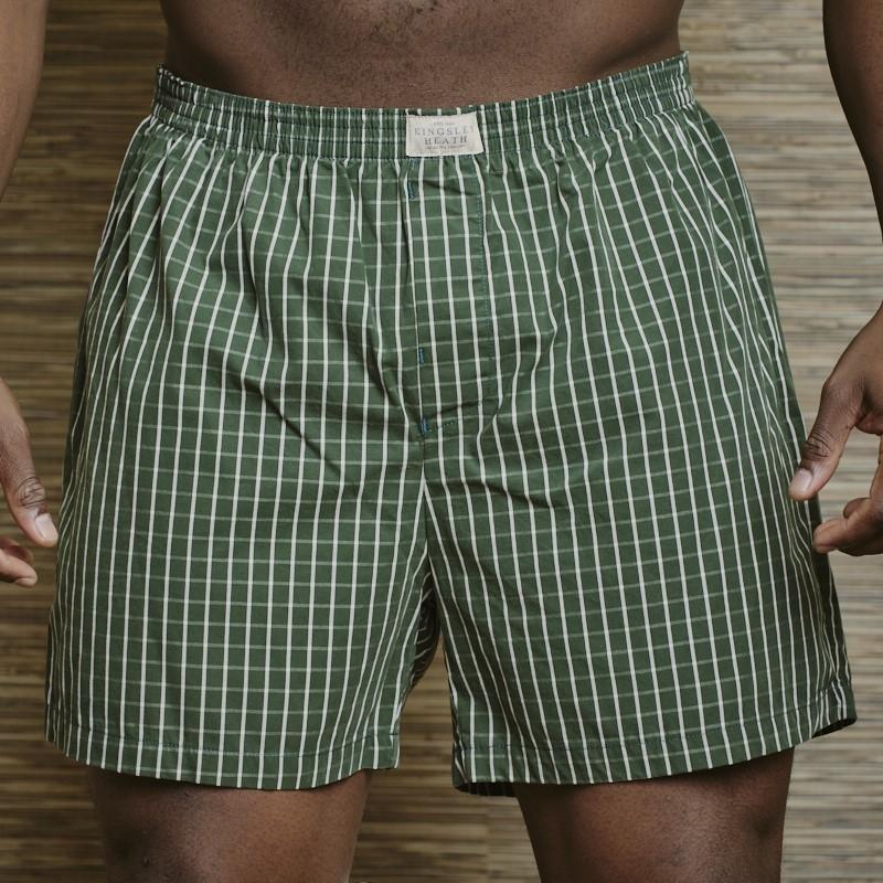 Forest Modern Gingham Sleep Short - Forest