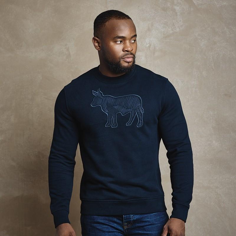Scribble Embroidery Nguni Sweat - Midnight