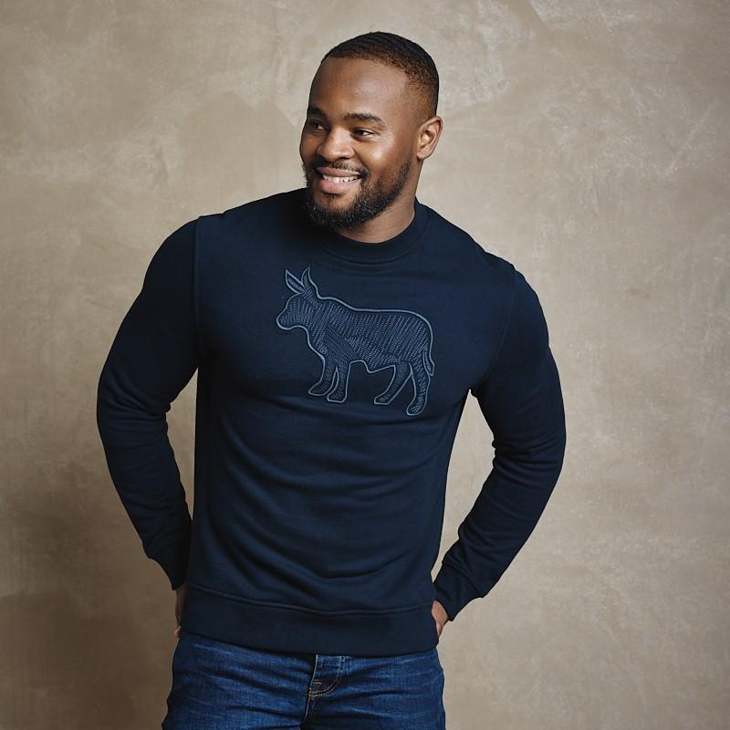 Scribble Embroidery Nguni Sweat - Midnight