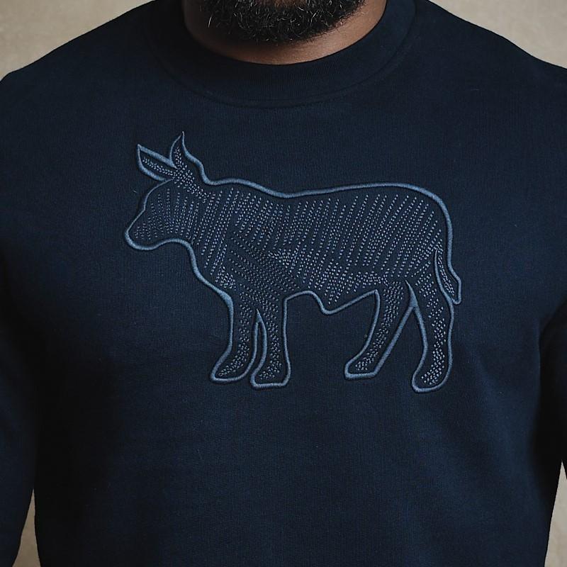 Scribble Embroidery Nguni Sweat - Midnight