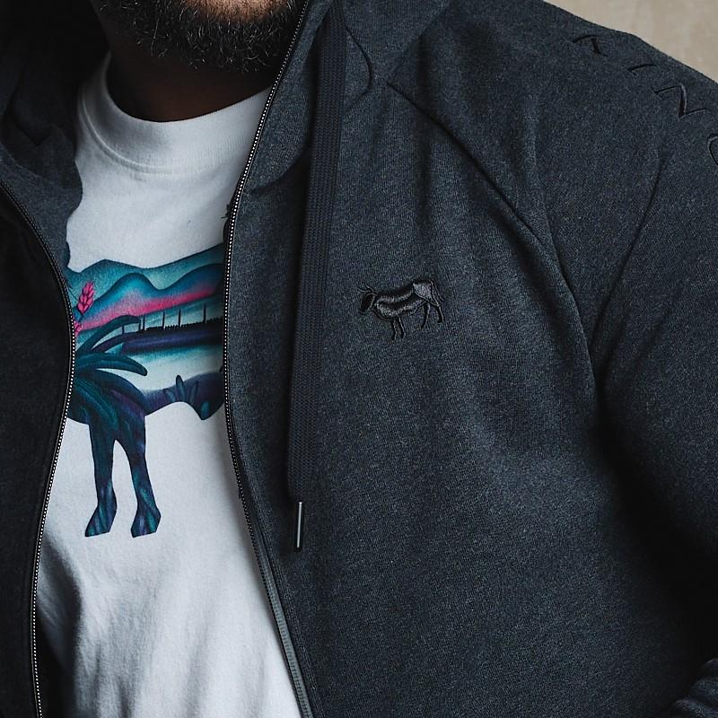 Luxe Zip Through Hoodie - Gravel