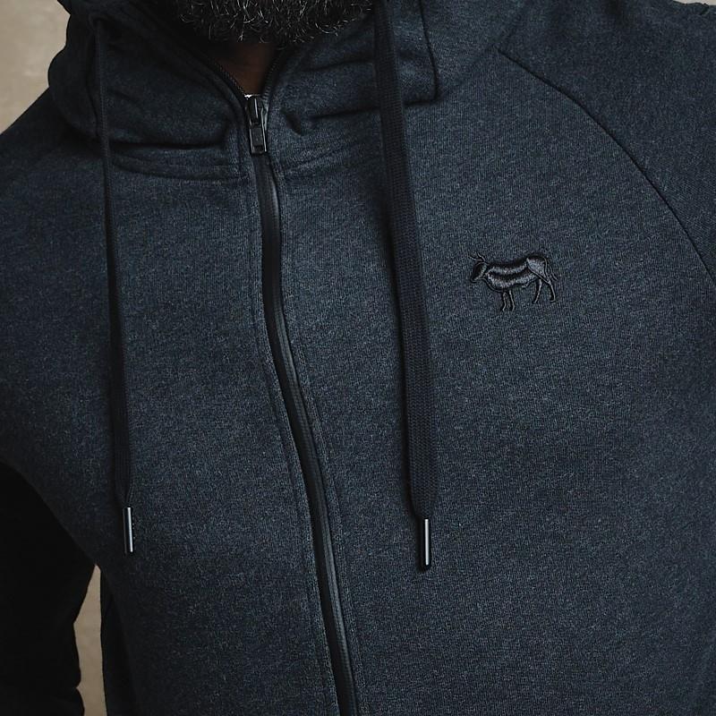 Luxe Zip Through Hoodie - Gravel