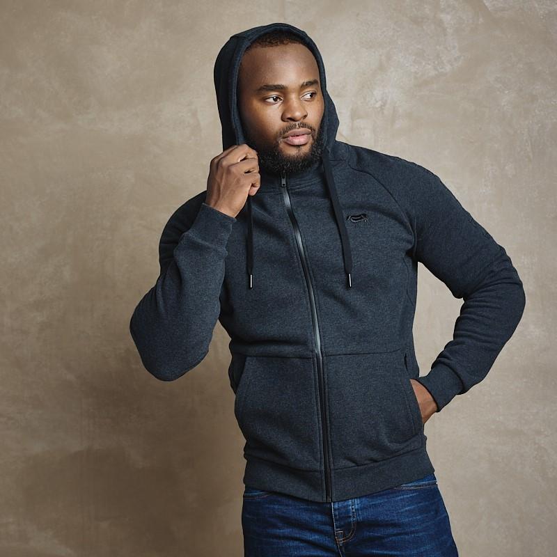 Luxe Zip Through Hoodie - Gravel