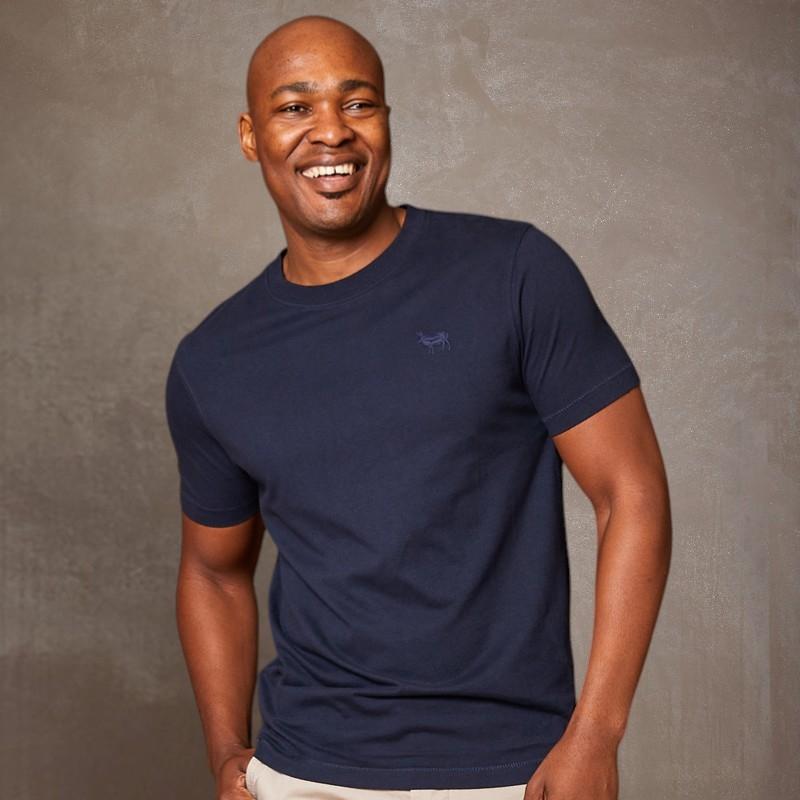 Nguni Embroidery Crew Tee - Midnight