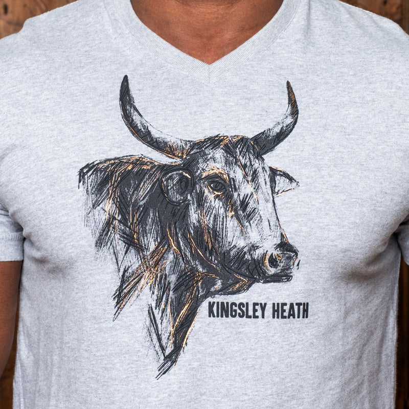 Sketchy Chalk Bull V-Neck Tee Vervet