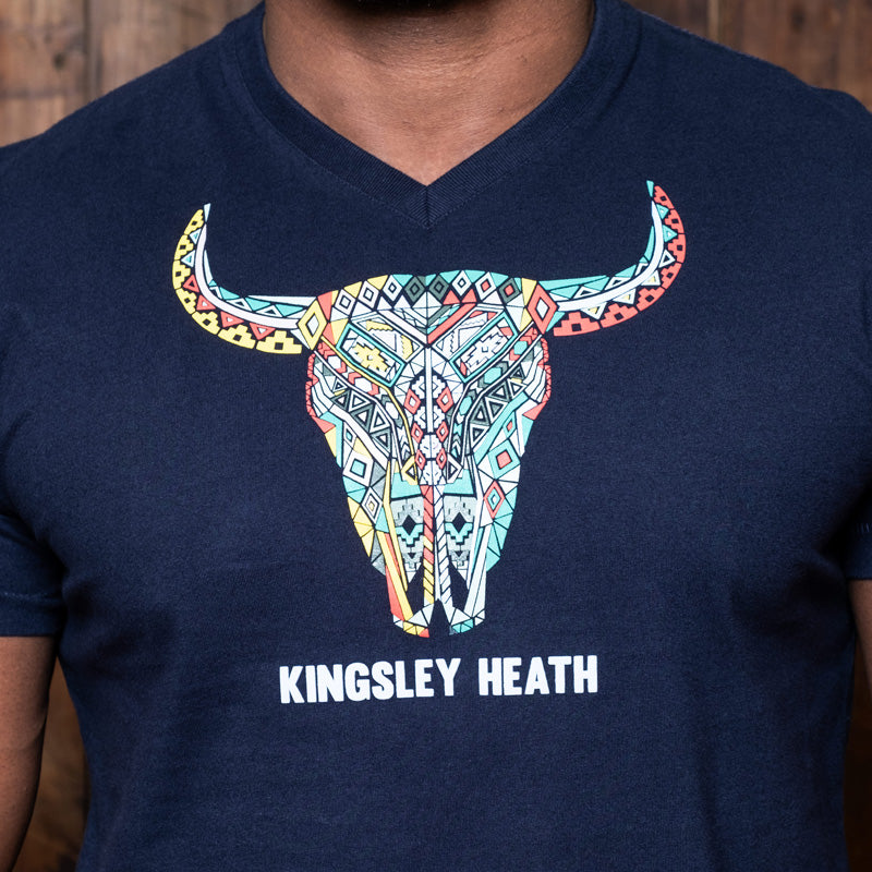 Summer Ndebele Skull V-Neck Tee Midnight