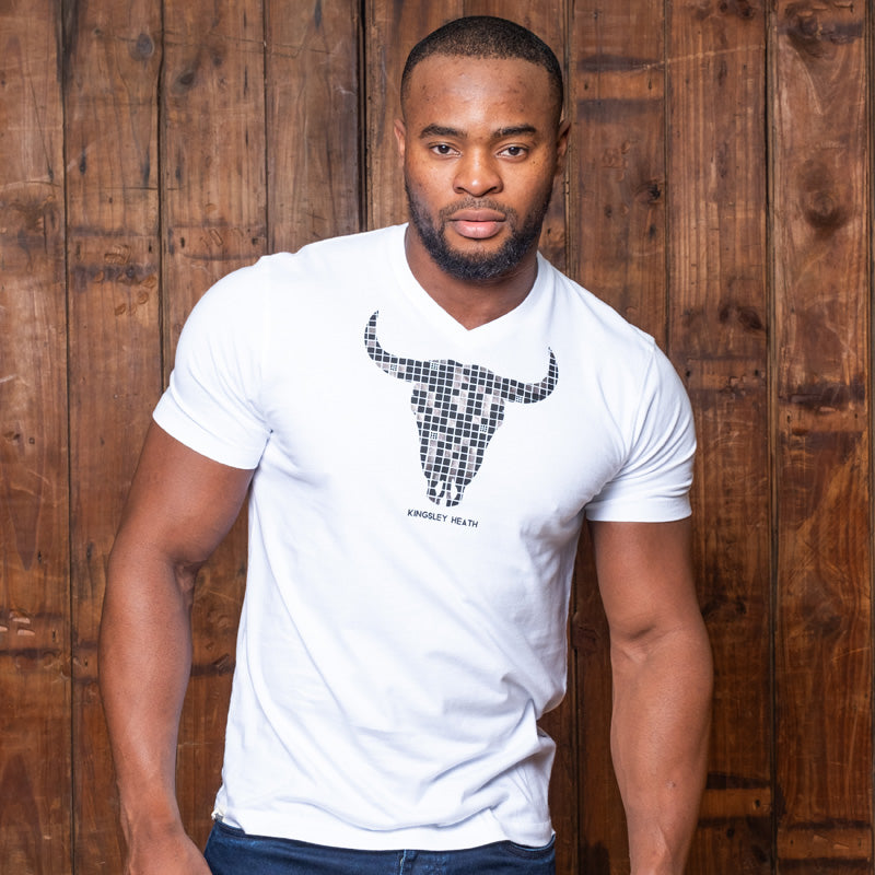 Stud Luxe Skull V-Neck Tee Pelican