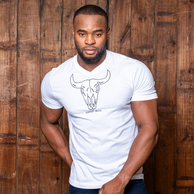 Chainstitch Skull V-Neck Tee Pelican