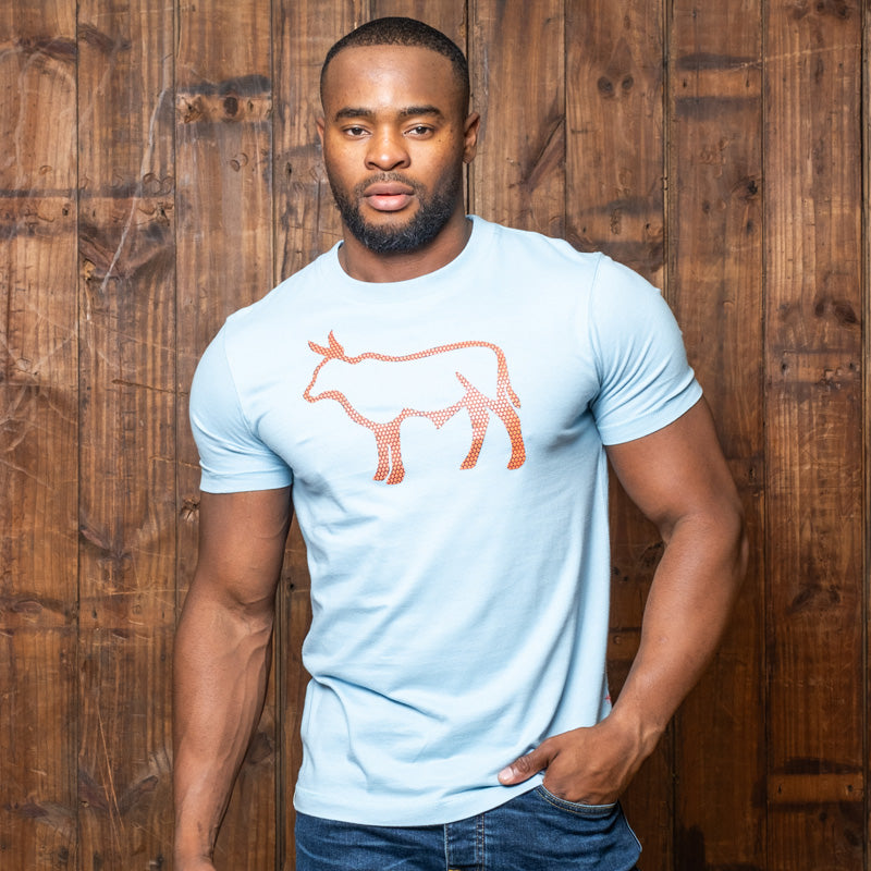 Dotted Outline Nguni Crew Tee Kingfisher