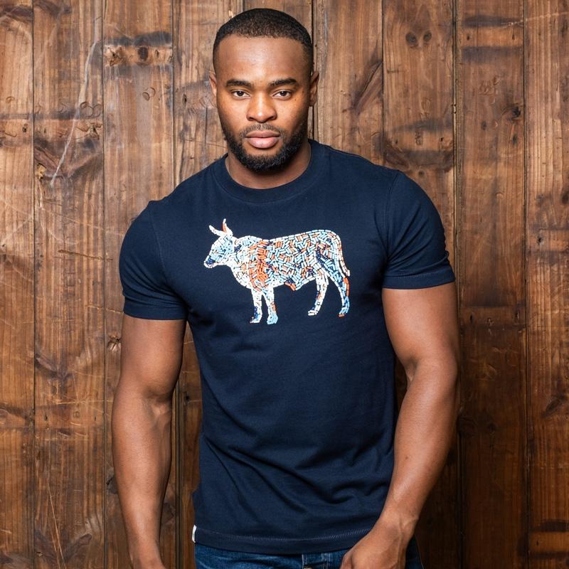 Textured Nguni Crew Tee - Midnight