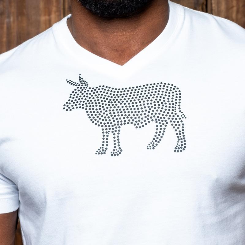 Studded Nguni V-Neck Tee - Pelican
