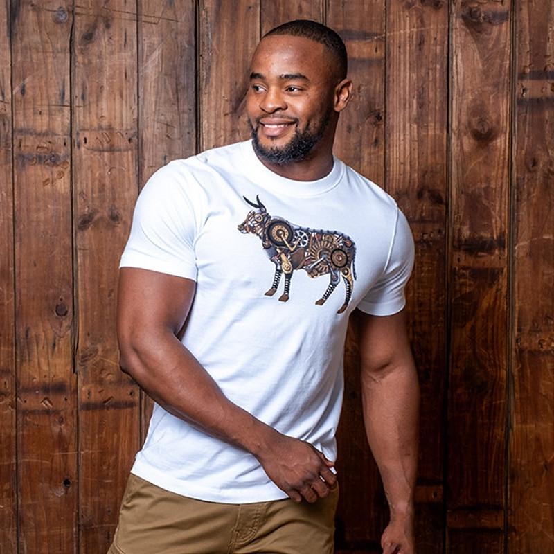Steampunk Nguni Crew Tee - Pelican