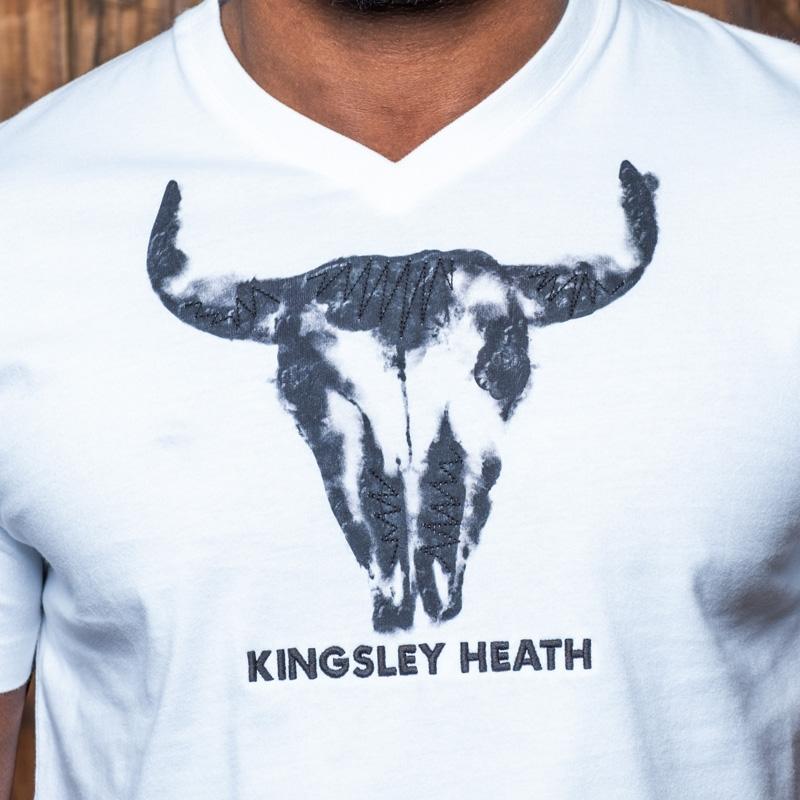 Ink Blot Skull V-Neck Tee - Pelican