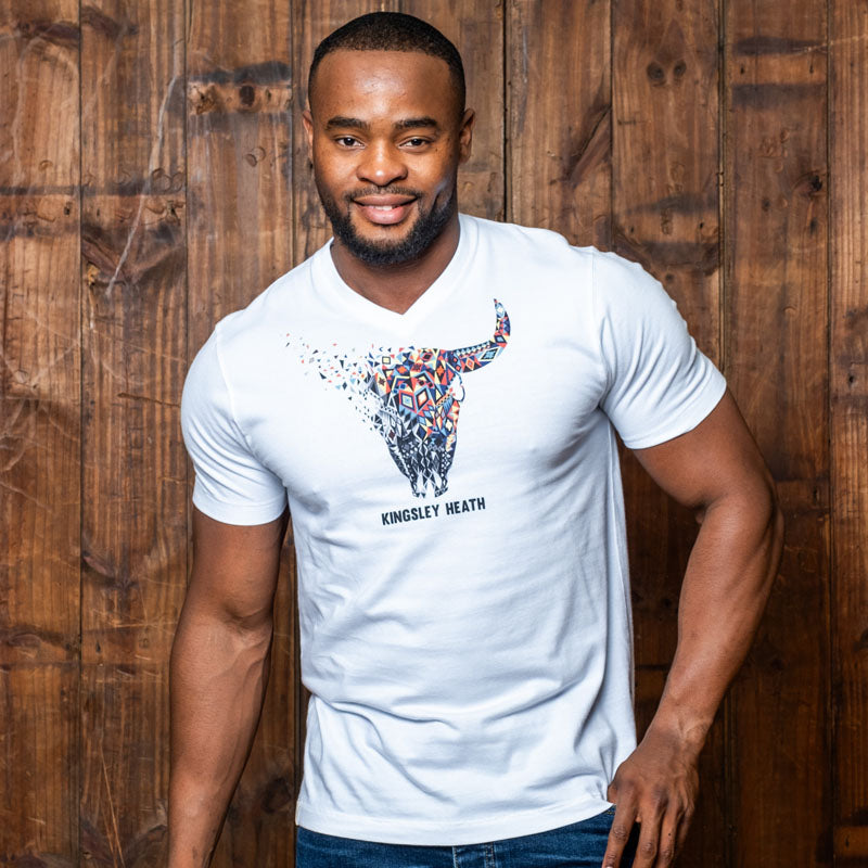 Ndebele Elements Skull V-Neck Tee Pelican