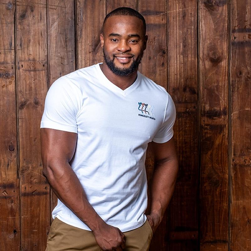 Kingsley Staggered Nguni Outline V-Neck Tee - Pelican