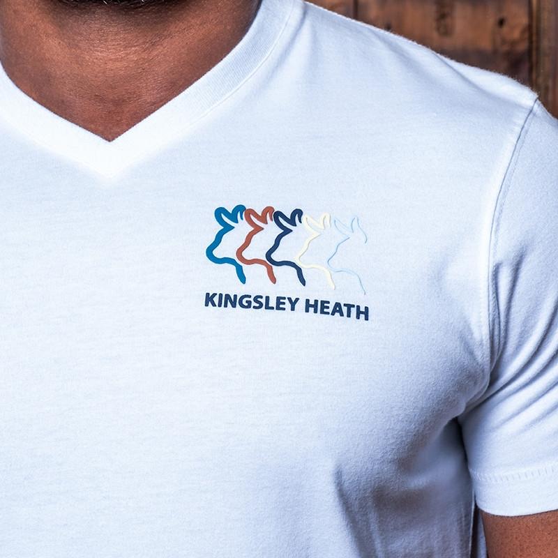 Kingsley Staggered Nguni Outline V-Neck Tee - Pelican