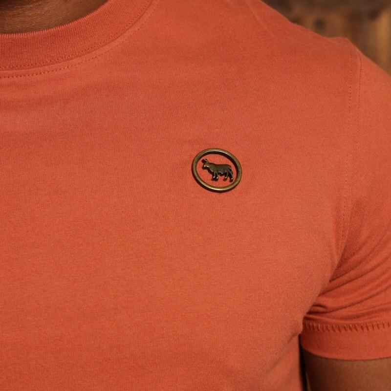 Kingsley Heath Circle Cut-Out Rivet Crew Tee - Camel