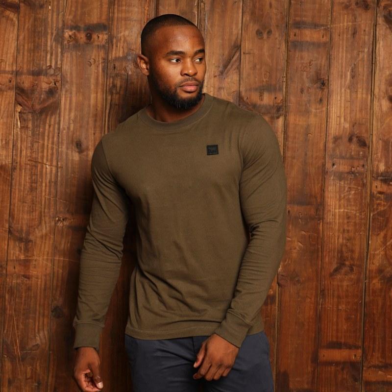 Kingsley Heath Square Badge Longsleeve Tee - Fatigue