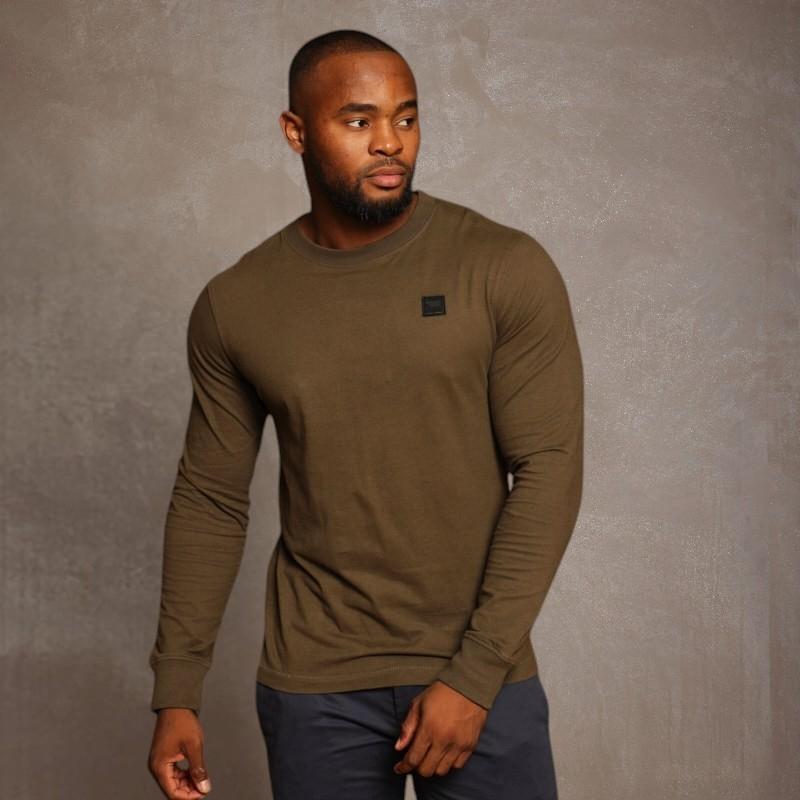 Kingsley Heath Square Badge Longsleeve Tee - Fatigue