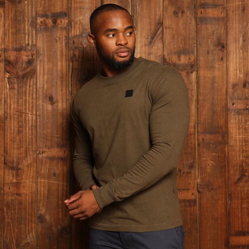 Kingsley Heath Square Badge Longsleeve Tee - Fatigue