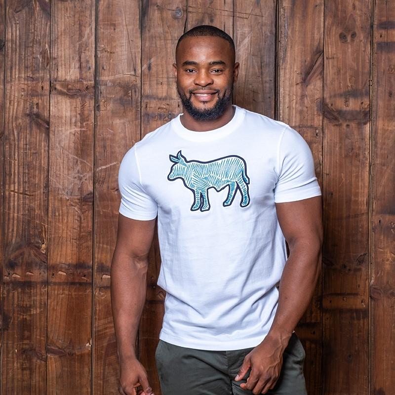 Kingsley Luxe Embroidered Nguni Crew Tee - Pelican