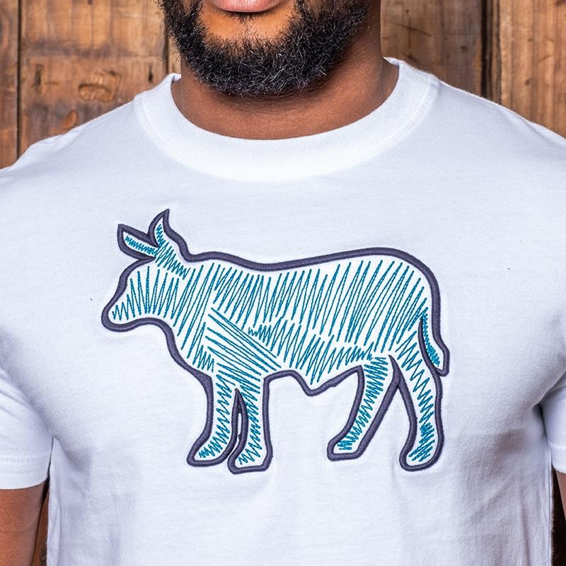 Kingsley Luxe Embroidered Nguni Crew Tee - Pelican