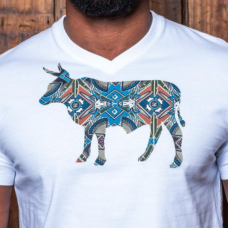 Kingsley Basotho Infill V-Neck Tee - Pelican