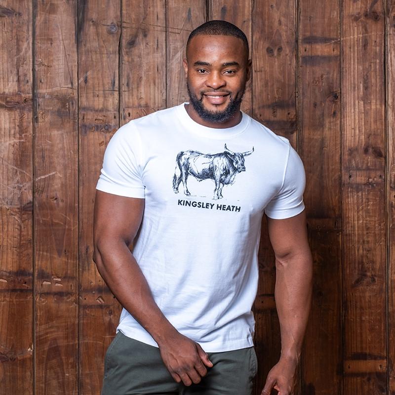 Kingsley Sketchy Charcoal Bull Crew Tee - Pelican
