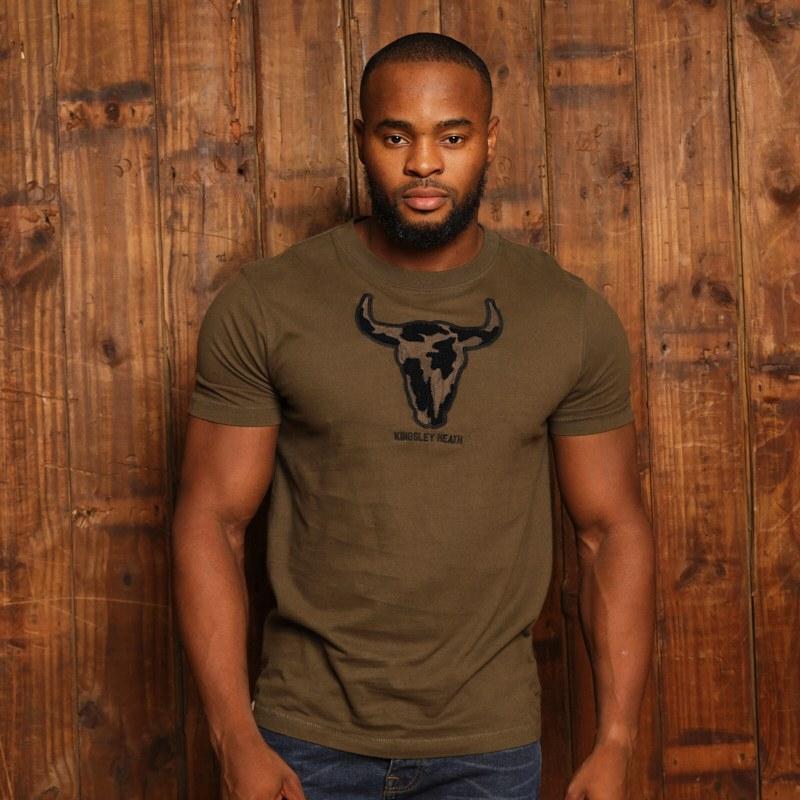Kingsley Towelling Infill Skull Crew Tee - Fatigue