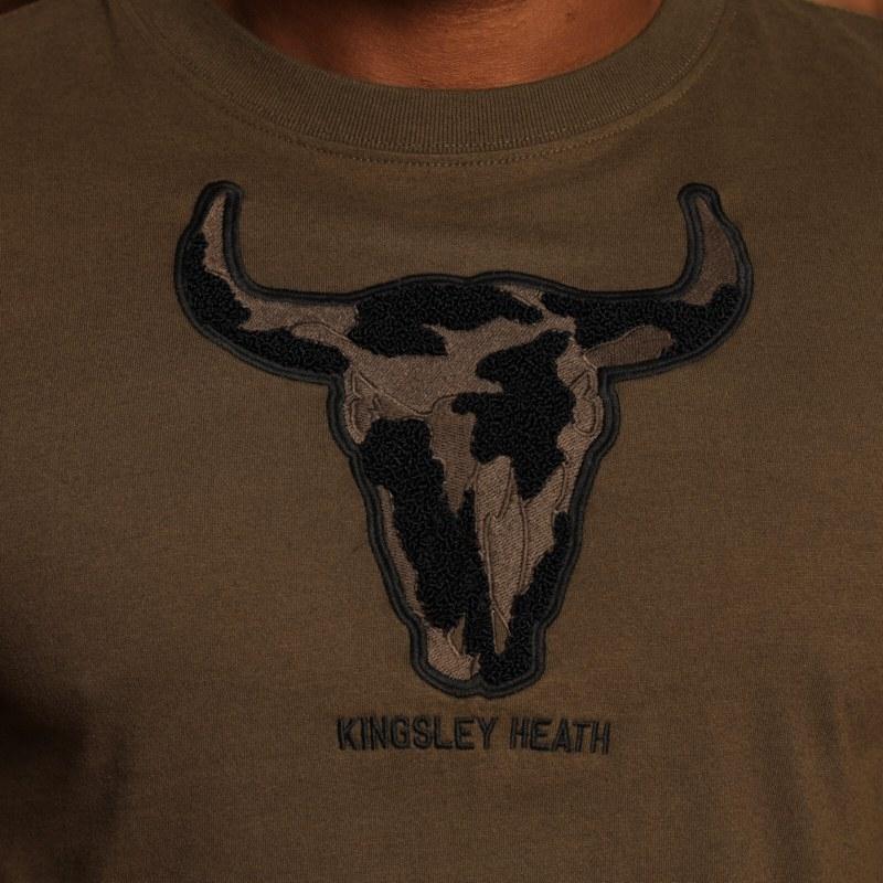 Kingsley Towelling Infill Skull Crew Tee - Fatigue