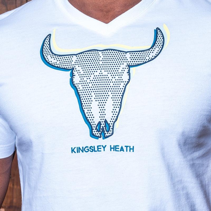 Kingsley Triple Dotted Skull V-Neck Tee - Pelican