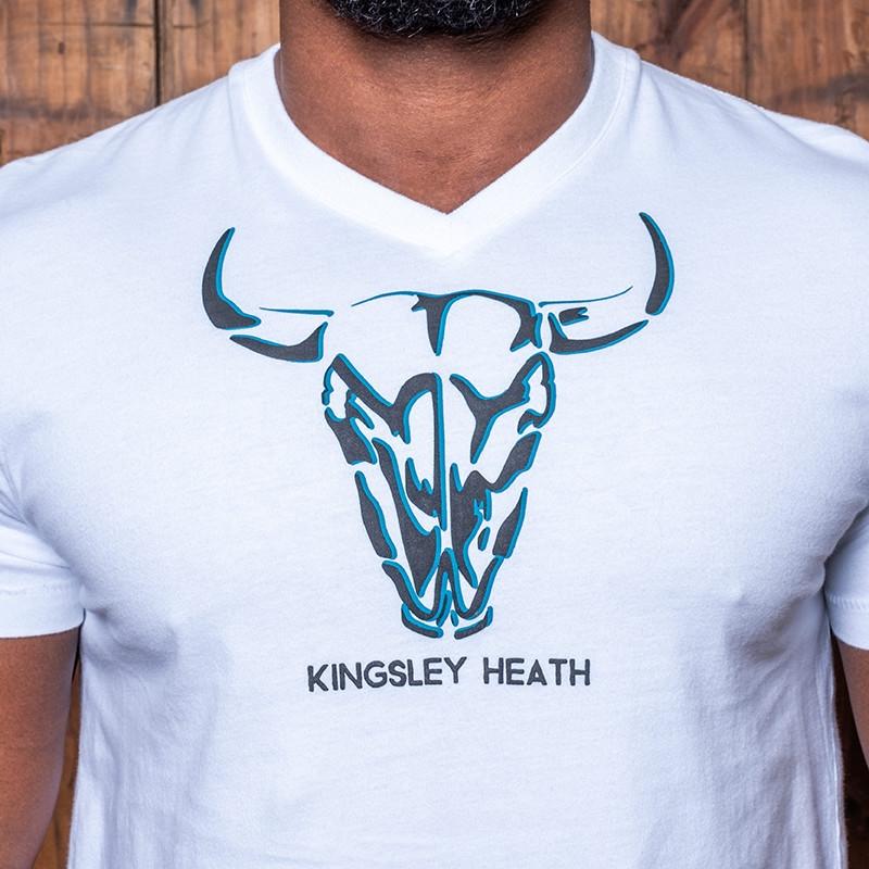Two-Tone Skull V-Neck Tee - Pelican