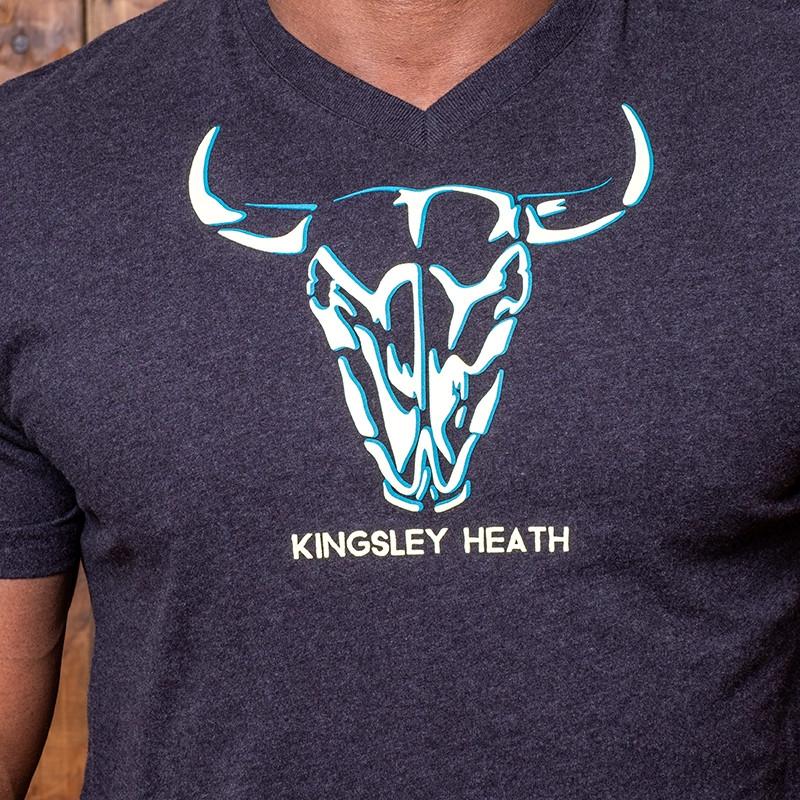 Kingsley Two-Tone Skull V-Neck Tee - Gravel