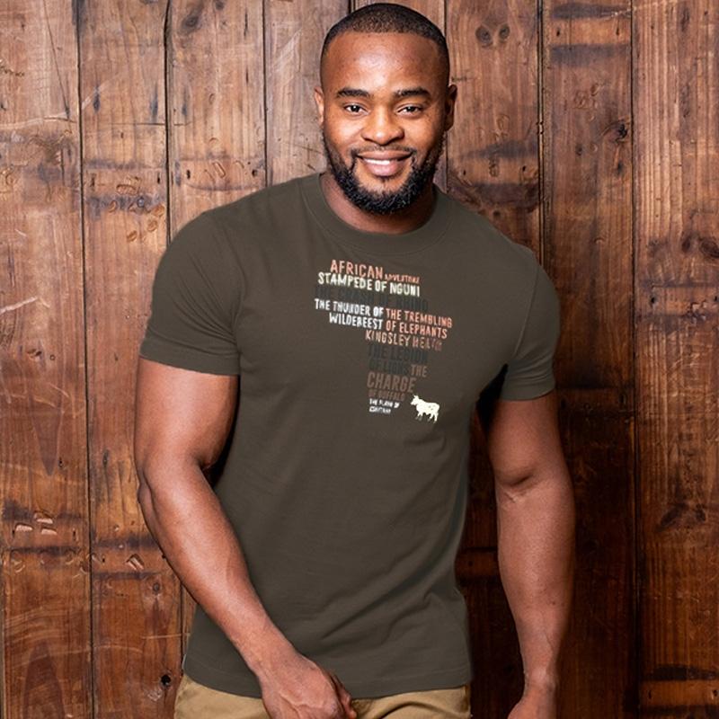 Kingsley Africa Words Crew Tee - Fatigue