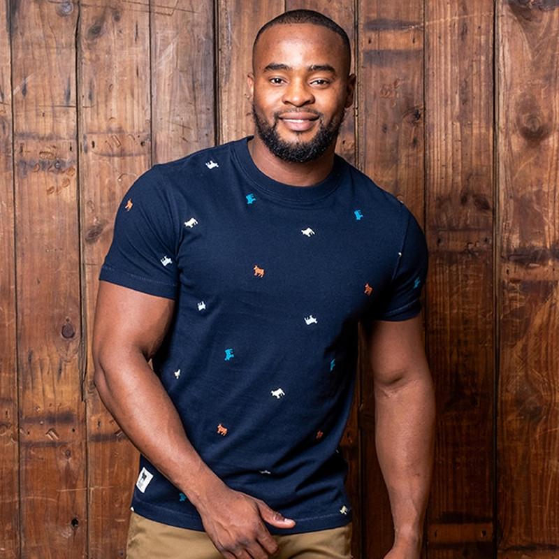 Kingsley All Over Nguni Crew Tee - Midnight