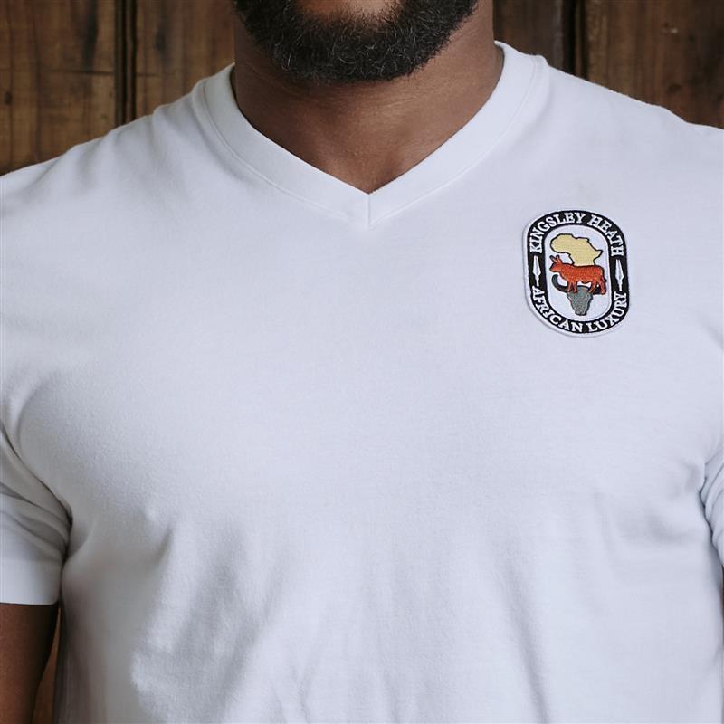 Tri-Logo Badge V-Neck Tee - Pelican