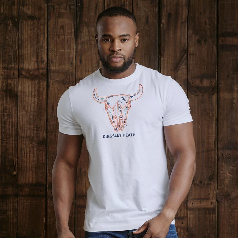 Vibrant Infill Skull Crew Tee - Pelican