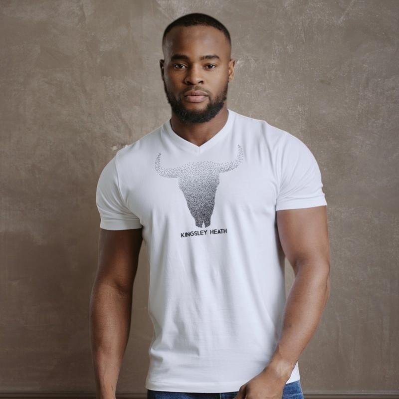 Granule Skull V-Neck Tee - Pelican