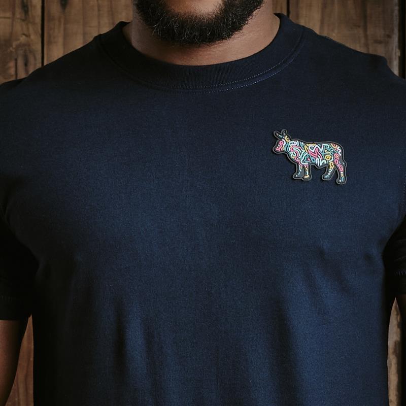 Squiggle Nguni Rubber Badge Crew Tee - Midnight
