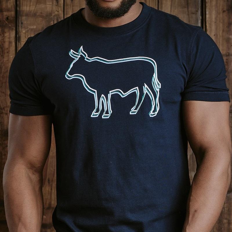 Kingsley Triple Outline Nguni Crew Tee - Midnight