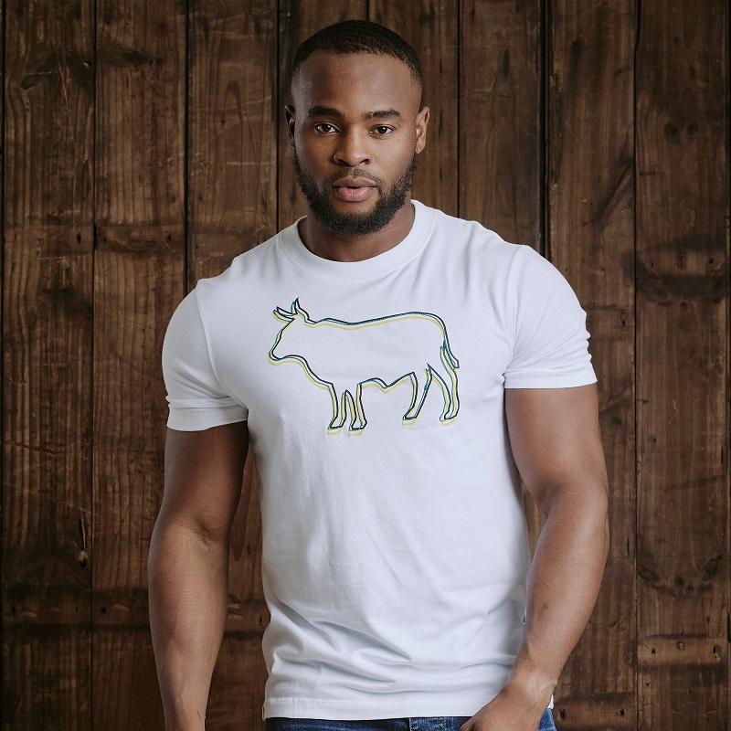 Kingsley Triple Outline Nguni Crew Tee - Pelican