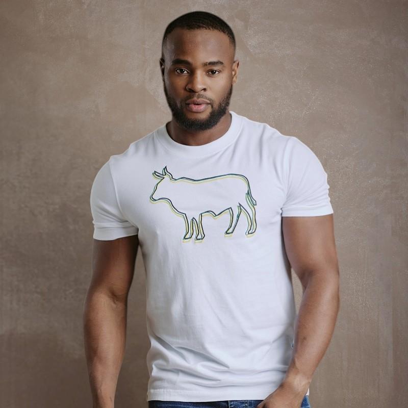 Kingsley Triple Outline Nguni Crew Tee - Pelican