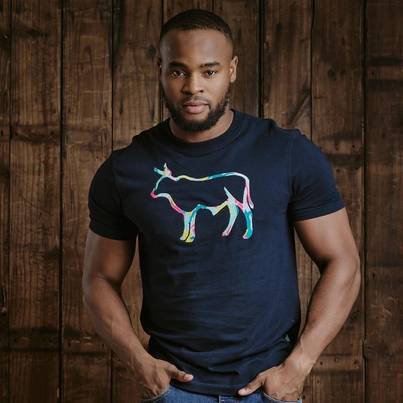 Kingsley Segment Outline Nguni Crew Tee - Midnight